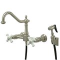 Kingston Brass Kingston Brass KS1248PXBS 8 in. Center Wall Mount Kitchen Faucet With Wall Mounted Side Sprayer KS1248PXBS